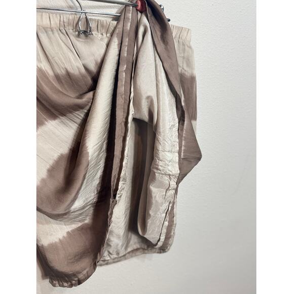 EIleen Fisher The Fisher Project skirt Taupe Mocha A line dyed Shibori silk  XL - Picture 3 of 7